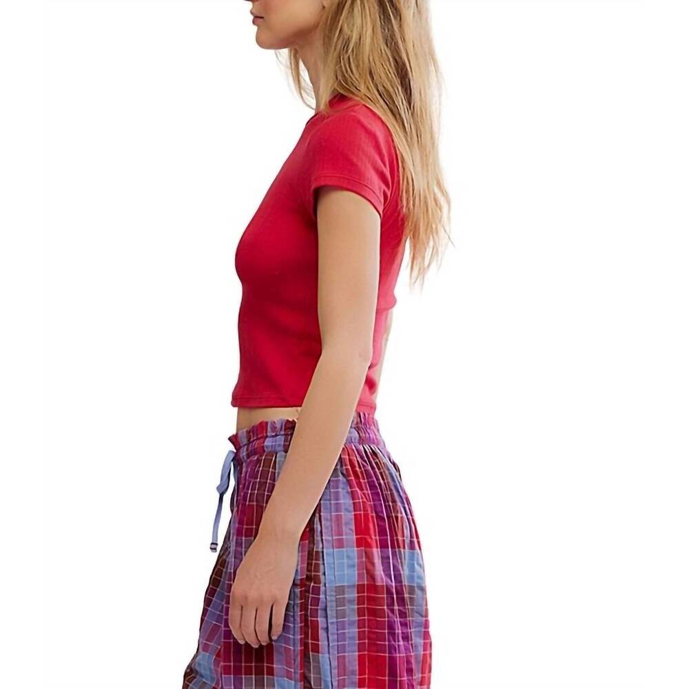 NEW FREE PEOPLE wait a minute tee in lipstick red - Picture 3 of 4